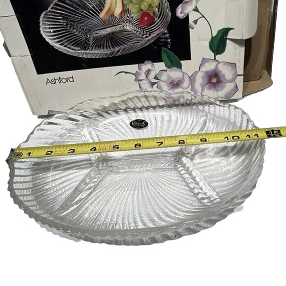 NIB Ashford Oval Sectional Crystal Serving Party Tray Crystal Studios 11 1/2" - Picture 6 of 6